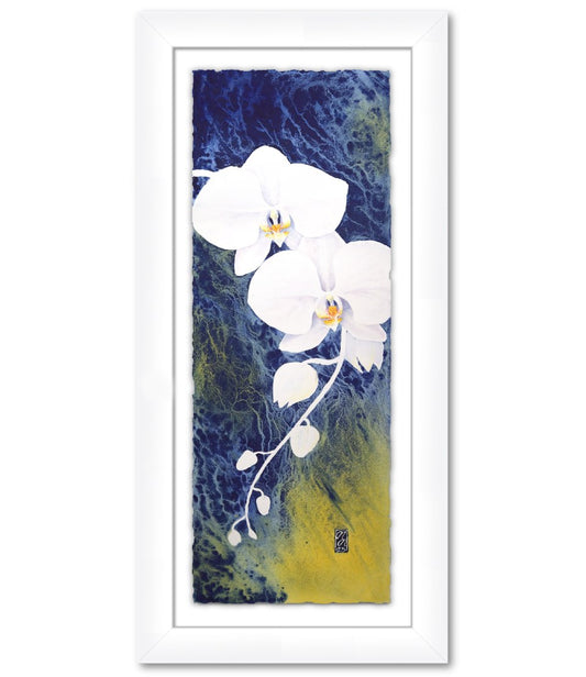 Framed orchid watercolor by Nathaniel Norton