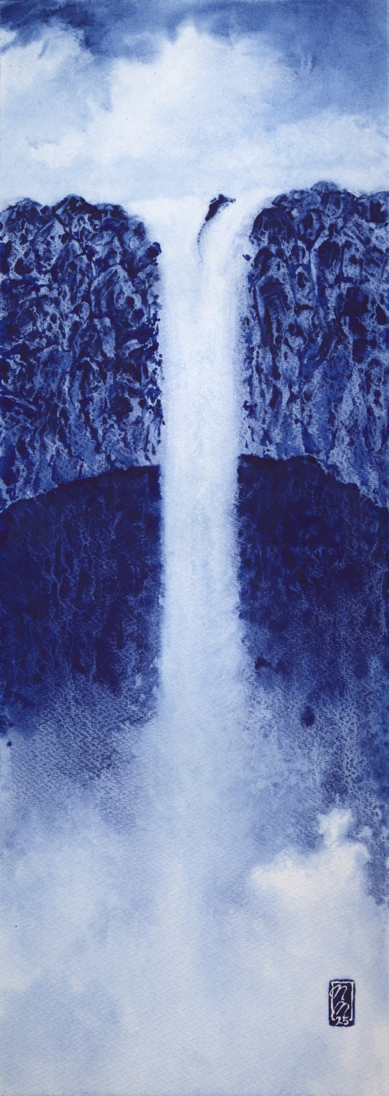 Rainbow Falls Watercolor Painting