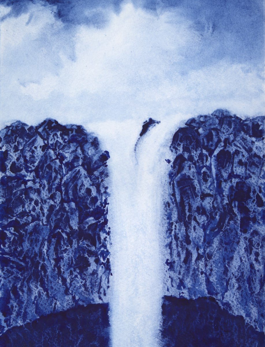 Rainbow Falls Watercolor Painting