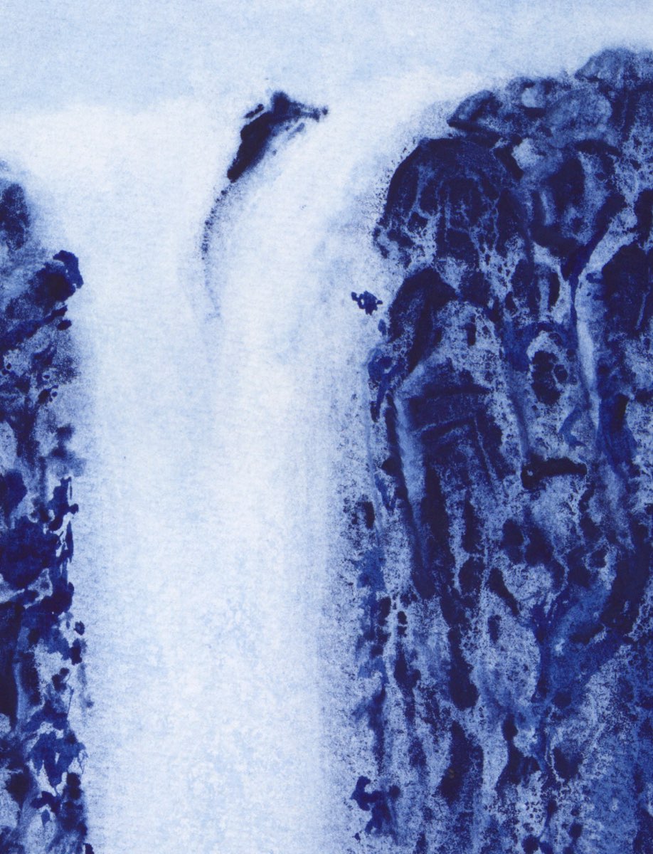 Rainbow Falls Watercolor Painting